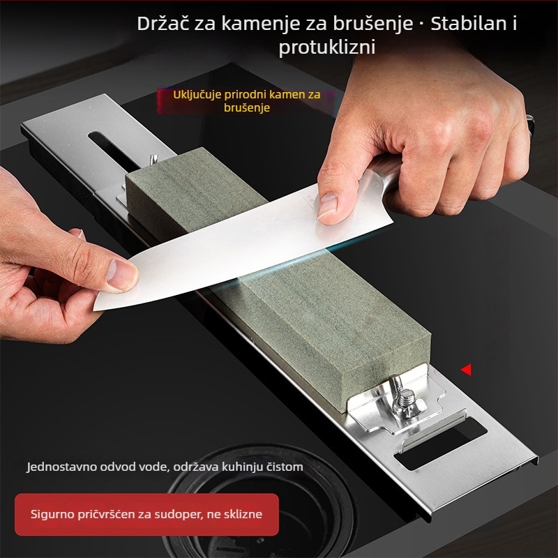 Stalak za oštrenje noževa od nehrđajućeg čelika s podesivim držačem za sudoper, univerzalna primjena, moderni minimalistički stil, Xu Niu, lansiran 2024.