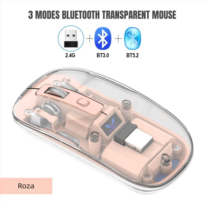 Bežična miša T7 — 2400 DPI, 4 tipke, Bluetooth 2.4 GHz, domet 10 m, punjiva