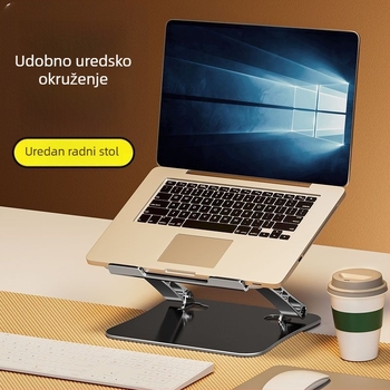 Nadstojni nosač za prijenosno računalo od aluminijske legure, sklopiv, s podesivom visinom, dvostruko hlađenje za laptop i tablet