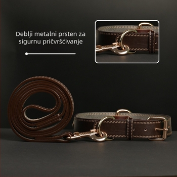 Pasji ovratnik – kravlja koža, višeslojni dizajn, kožni privjesak (Brand: Unique, Materijal: Kravlja koža, Privjesak: Koža)