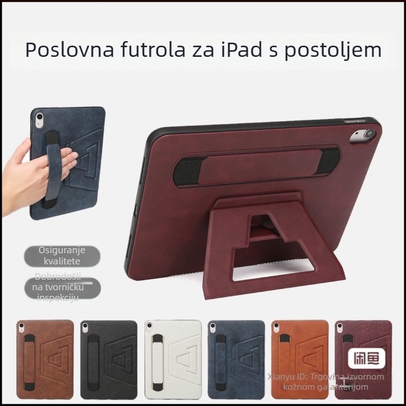 Kožna zaštitna futrola za Apple iPad 10. generacije, 10,9 inča, poslovni stil, otporna na padove, s stalkom i dvostrukim držačem za rukovanje