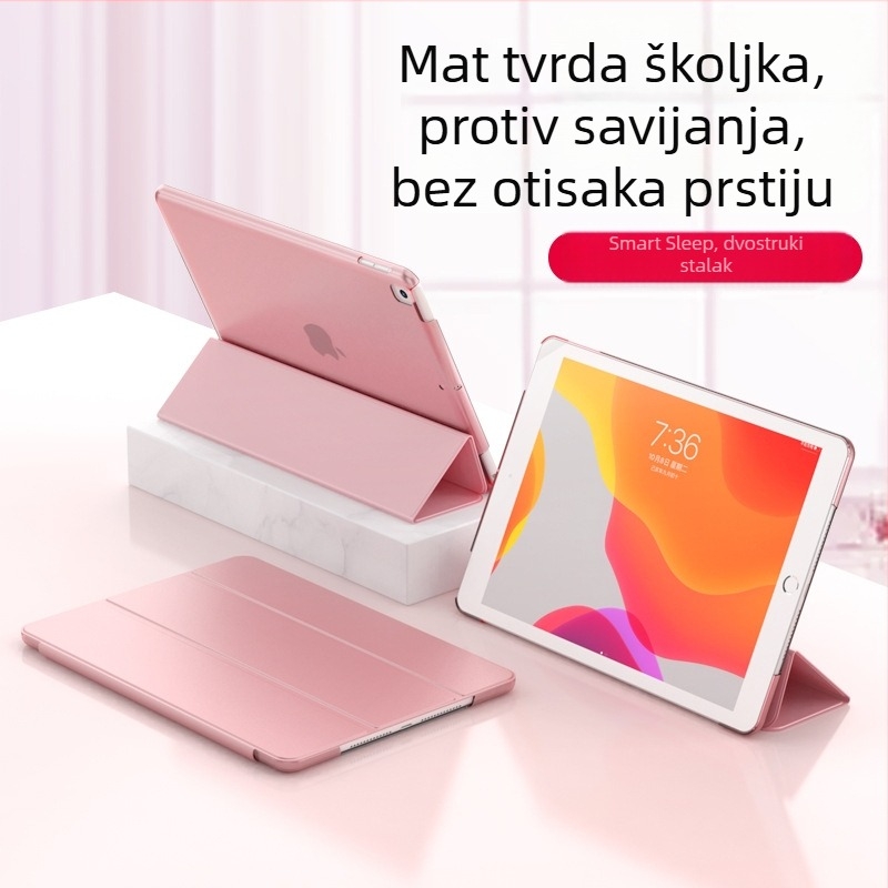 Zaštitna maska za iPad 10.2/10.9, otporna na padove, tvrdi kućište s tri preklopa, mat završna obrada, kožna futrola s funkcijom spavanja/buđenja