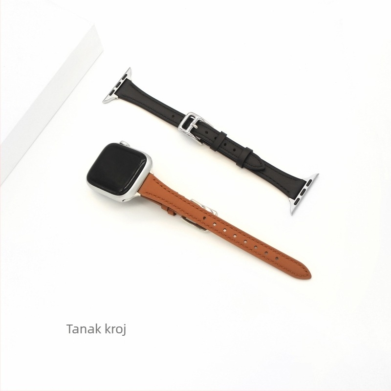 Remen od prirodne kože za Apple Watch SE/S11, ženski, tanak dizajn, 14 mm kopča s pinom
