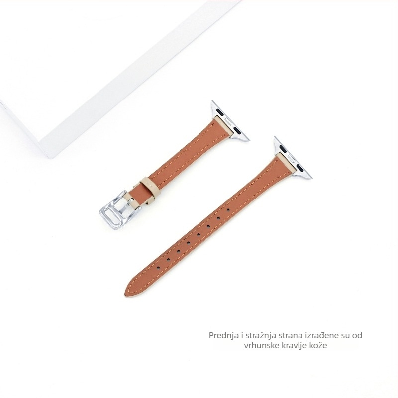 Remen od prirodne kože za Apple Watch SE/S11, ženski, tanak dizajn, 14 mm kopča s pinom