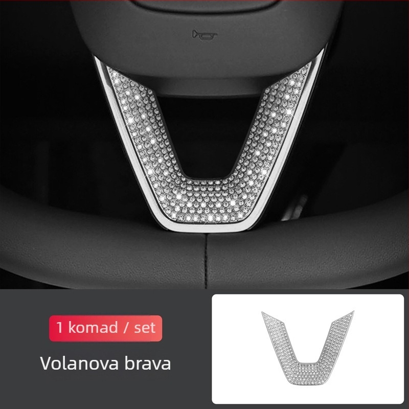 Yarisland Unutarnja dijamantna naljepnica za Tesla: središnja konzola, držač za čaše i panel prozora – cinkovo legura + rhinestones, prilagodljivo, kompatibilno s Model 3, Model X i Model S