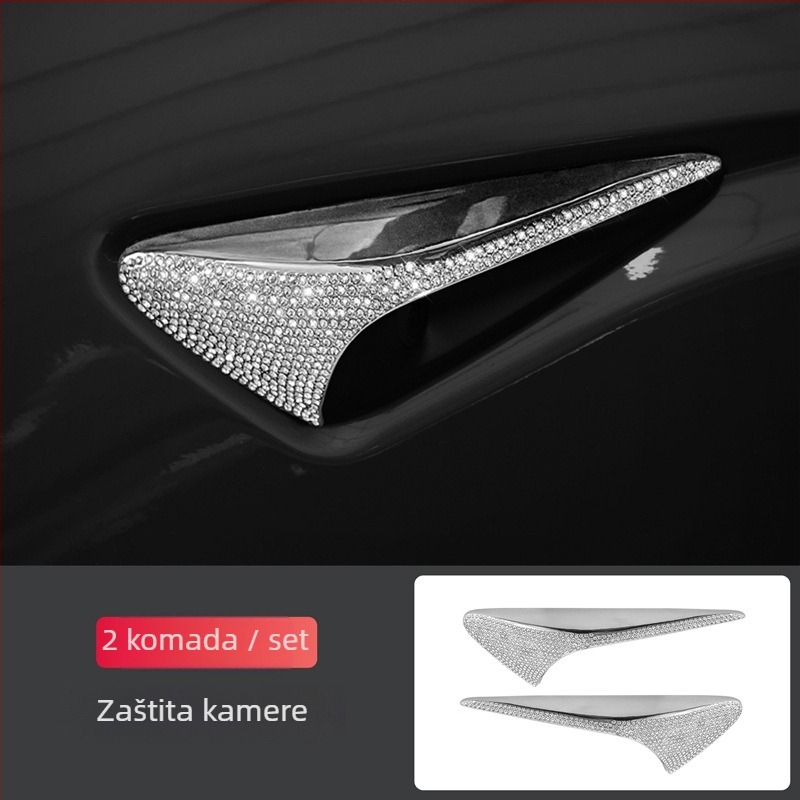 Yarisland Unutarnja dijamantna naljepnica za Tesla: središnja konzola, držač za čaše i panel prozora – cinkovo legura + rhinestones, prilagodljivo, kompatibilno s Model 3, Model X i Model S