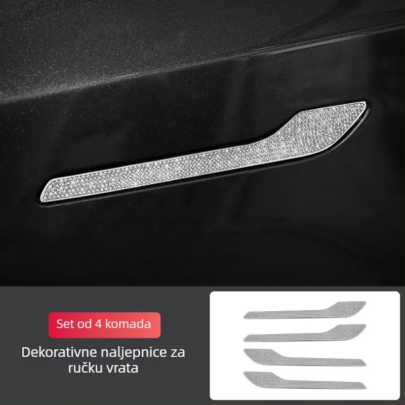 Yarisland Unutarnja dijamantna naljepnica za Tesla: središnja konzola, držač za čaše i panel prozora – cinkovo legura + rhinestones, prilagodljivo, kompatibilno s Model 3, Model X i Model S