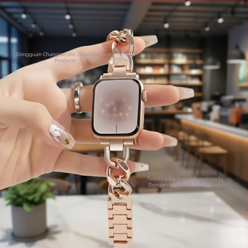 Metalna narukvica za Apple Watch, Chanel inspiriran stil, kompatibilan s watch89, 654321 Generacija S, elegantna ženska narukvica