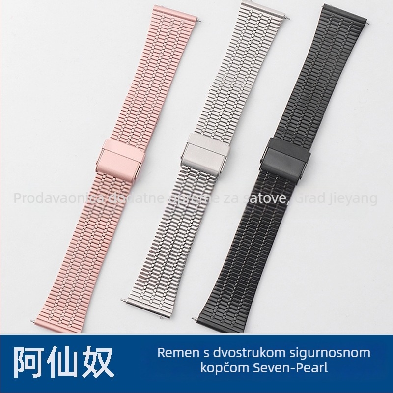 Nerđajući čelični mrežasti kaiš za Apple Watch i Huawei GT – dvostruka kopča sa sedam kuglica, zatvarač na gumbe