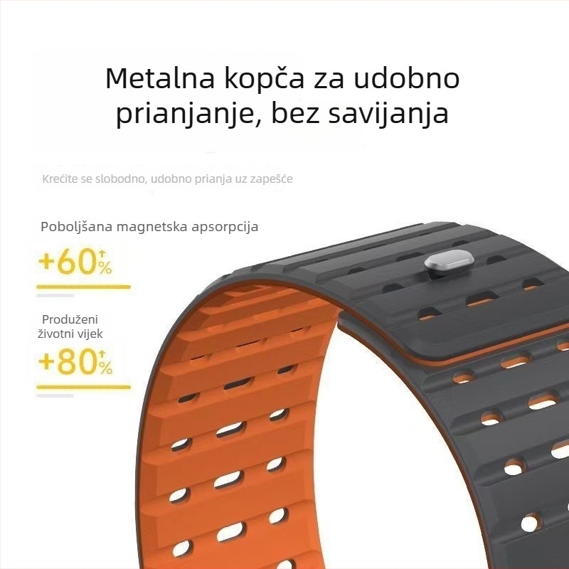 Silikonska magnetska narukvica za Apple Watch 10/9/8/7, prozračan sportski dizajn