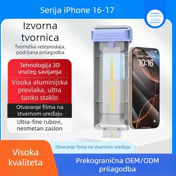 iPhone 17 Pro 3D zakrivljeno AR zaštitno staklo od kaljenog stakla s punim ljepilom, visoka prozirnost, za iPhone 17/16