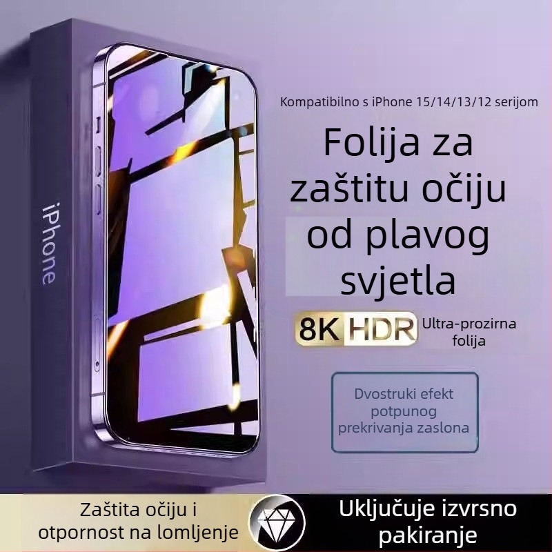 Ljubičasta zaštita očiju od kaljenog stakla – zaštita cijelog zaslona i privatnost za iPhone 14 Pro Max