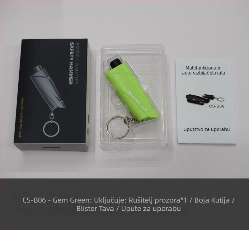 Smarlan Automobilski razbijač prozora – Mini sigurnosni čekić s ugrađenim rezačem, Plastični, 50 g, Prilagodljiv