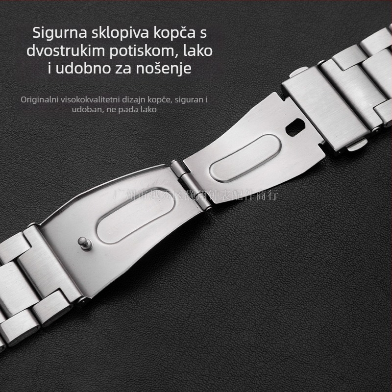 Nerđajući čelični kaiš za sat s tri perle, kompatibilan s Apple, Samsung i Huawei GT3