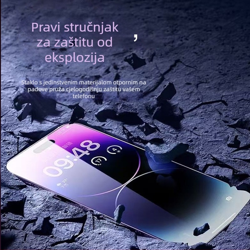 Gorilla zaštitno staklo za zaslon od kaljenog stakla za iPhone 16 Pro, protiv otisaka prstiju, zaštita privatnosti, mat završna obrada za iPhone 15 i 13 Pro