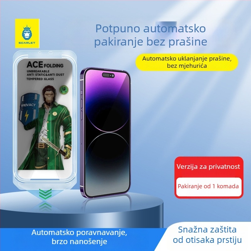 Gorilla zaštitno staklo za zaslon od kaljenog stakla za iPhone 16 Pro, protiv otisaka prstiju, zaštita privatnosti, mat završna obrada za iPhone 15 i 13 Pro