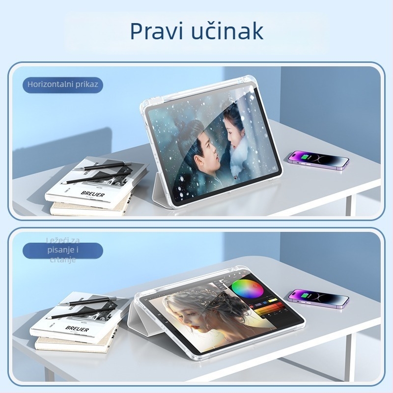 Zaštitna maska za iPad Air 7, iPad Pro 11 s pretincom za stylus i iPad mini 6 — imitacija kože; otporna na udarce, odvodi toplinu, otisci prstiju otporni; toplinsko tlačenje