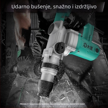 Dayi elektromehanički čekić s kvadratnim držačem, 2 načina rada: udarno bušenje i ravno bušenje, 220V AC