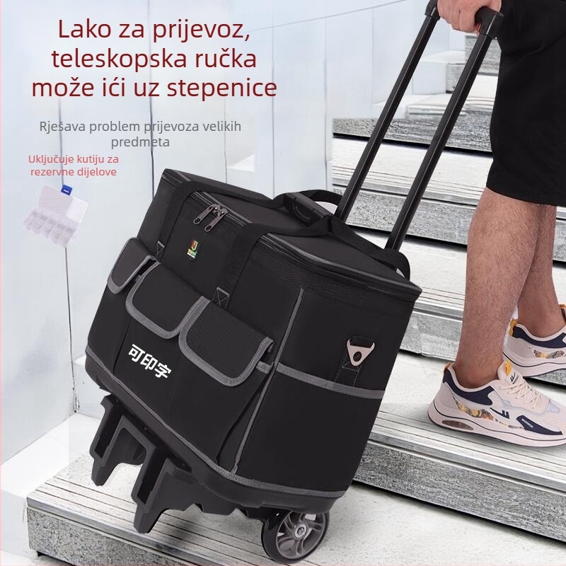 Kotačna torba za alate za elektrikare – s plastičnim dnom, velikim kapacitetom, stolarska torba i višenamjenska kutija za popravke