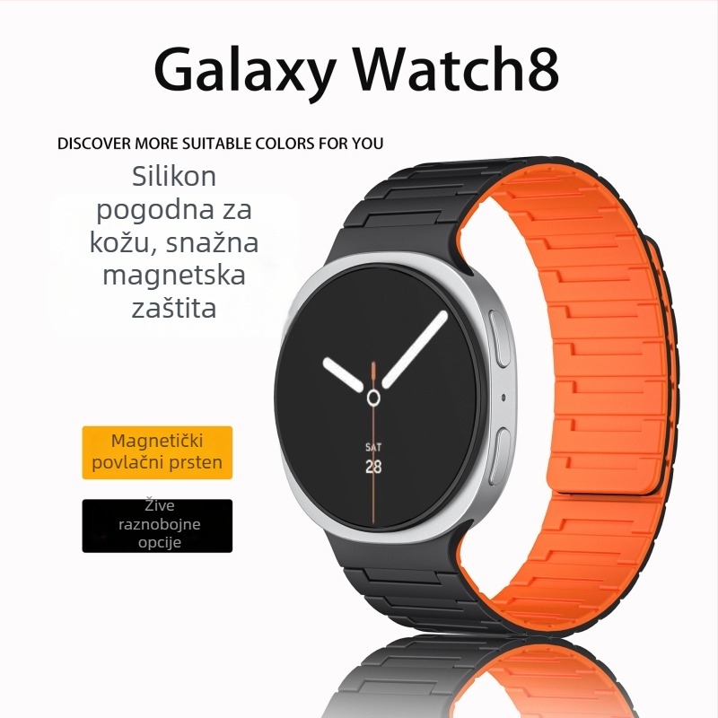 Silikonska magnetska narukvica za Samsung Galaxy Watch 8 Classic – 27,5 g; Materijal: silikon; Kopča: magnetska; Veličine sučelja prilagodljive