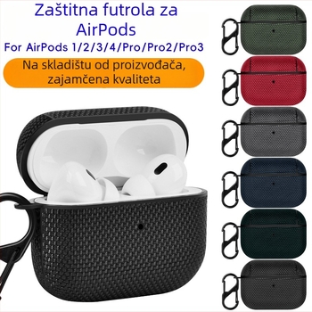 Zaštitna futrola za AirPods Pro 2 s najlonskim platnom i kožnim zakrpom