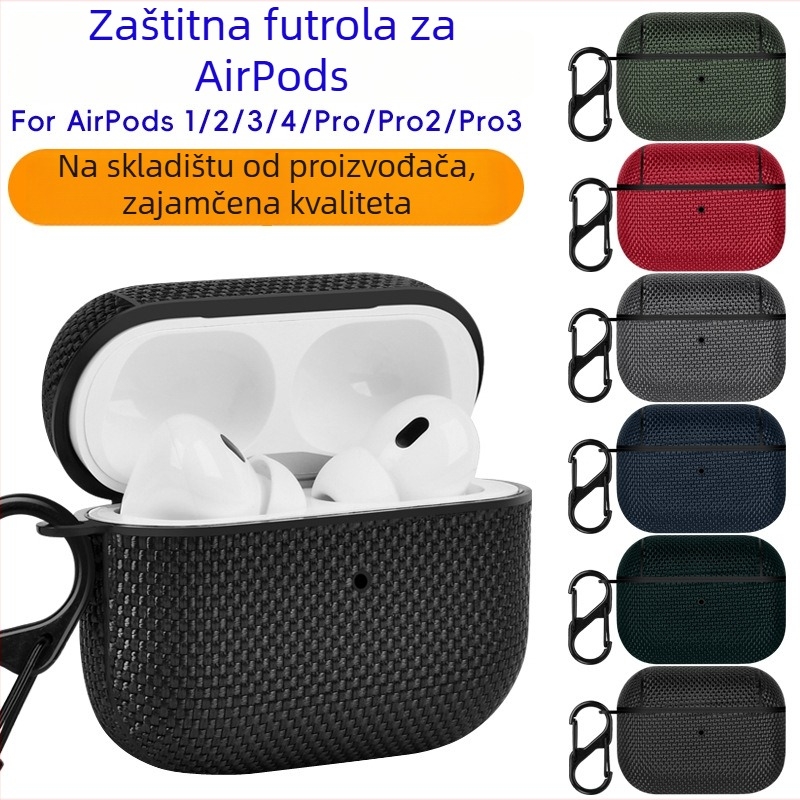 Zaštitna futrola za AirPods Pro 2 s najlonskim platnom i kožnim zakrpom