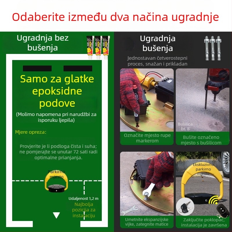 Silver Rainbow automobilno zaključavanje za parkiranje, O-tipa, od željeza, cilindar od cinkove legure