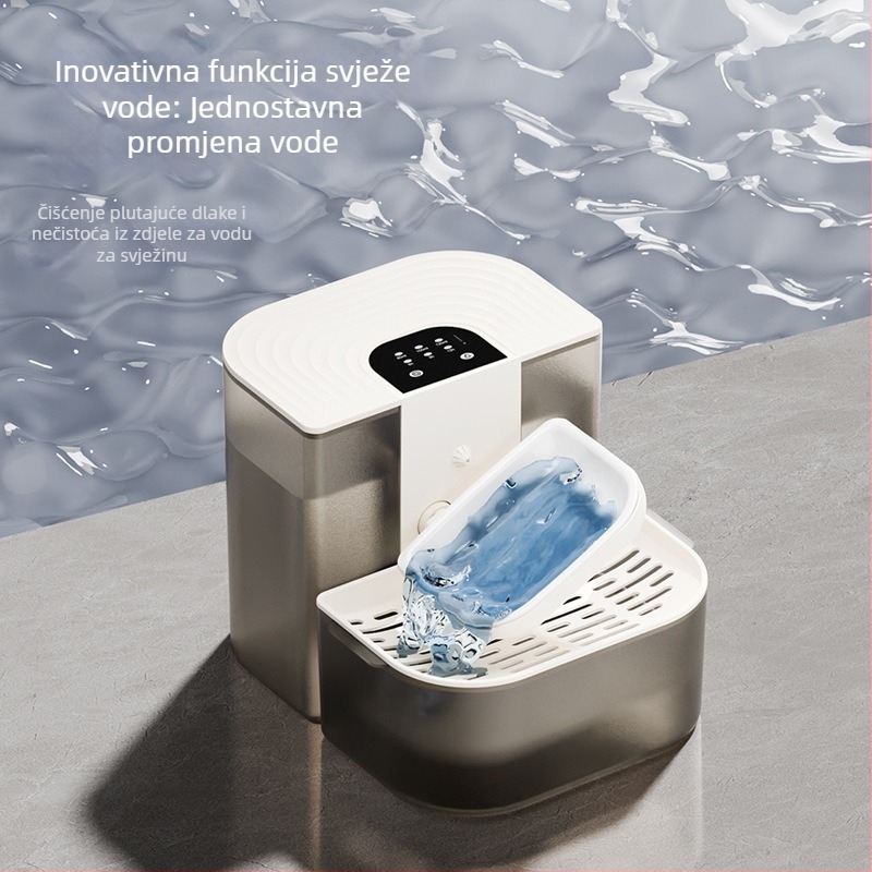 Dispenzer za vodu za kućne ljubimce s odjeljivanjem čiste i prljave vode, automatskom cirkulacijom, grijanje na stalnu temperaturu, daljinskom izmjenom vode i pametnim dozačem vode