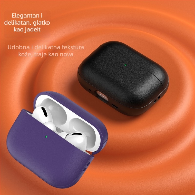 AirPods TPU kućište s kožnom teksturom – mekano kućište, univerzalno, injekcijsko oblikovanje, prilagodljivo, otpornost na pad, otpornost na gubitak