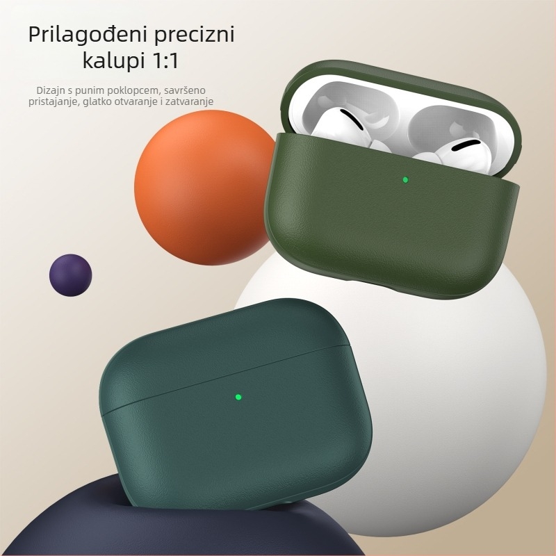 AirPods TPU kućište s kožnom teksturom – mekano kućište, univerzalno, injekcijsko oblikovanje, prilagodljivo, otpornost na pad, otpornost na gubitak
