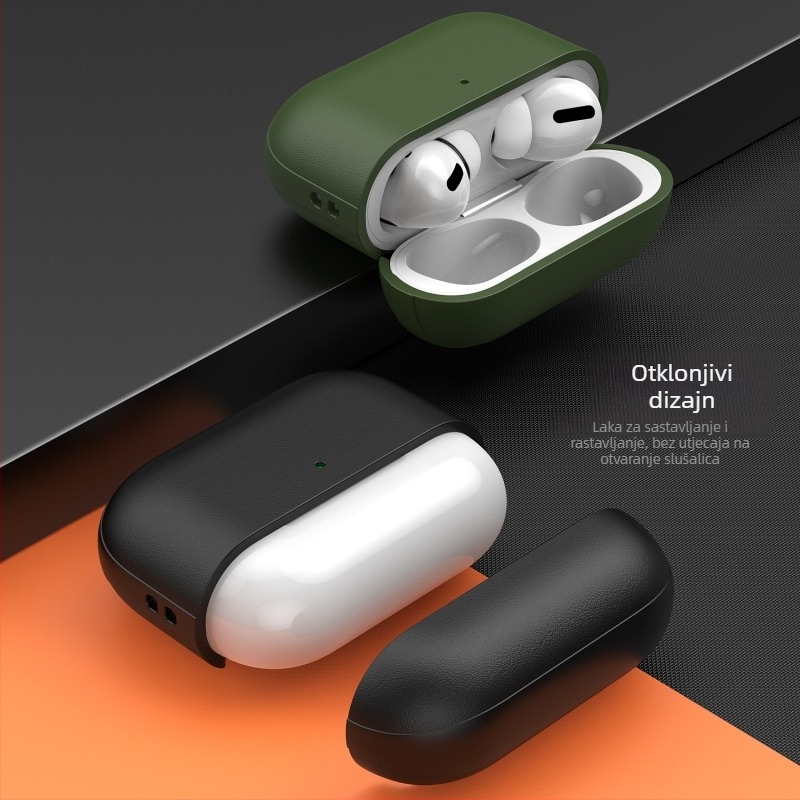 AirPods TPU kućište s kožnom teksturom – mekano kućište, univerzalno, injekcijsko oblikovanje, prilagodljivo, otpornost na pad, otpornost na gubitak