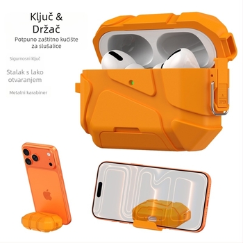 Kućište za AirPods sa stalkom, TPU materijal, višenamjensko i prijenosno, kompatibilno s AirPods serijom