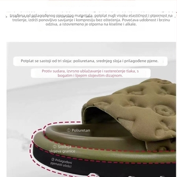 Dame sandale od prave kože s reljefnim uzorkom, Velcro zatvaranje, debeli potplat