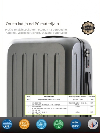Putni kovčeg s univerzalnim kotačićima, ABS+PC materijal, vodootporan, otvaranje zatvaračem, model 903