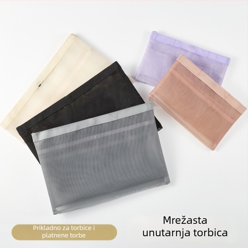 Unutarnja torbica za torbu – mrežasti materijal, funkcija skladištenja, unutarnji liner torbe, moderni minimalistički stil