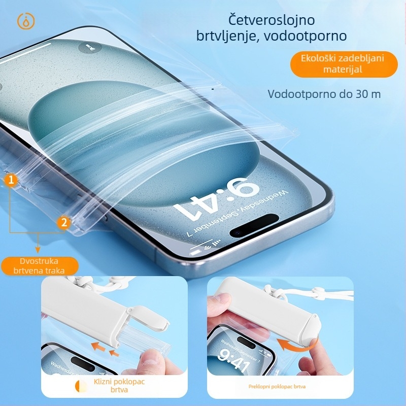 TPU vodootporna futrola za telefon, prozirna, s dodirnim zaslonom, pogodna za plivanje i ronjenje, u toplim izvorima