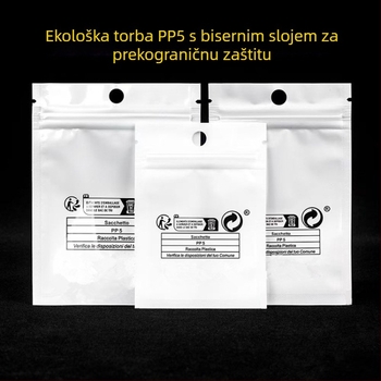 Packaging vrećica od perl CPP filma sa samouzavršavajućim zatvaranjem i Yin-Yang motivom, za nakit, data kabeli i pribor za mobitele (Materijal: perl CPP film; Zatvaranje: automatsko; Motiv: Yin-Yang)