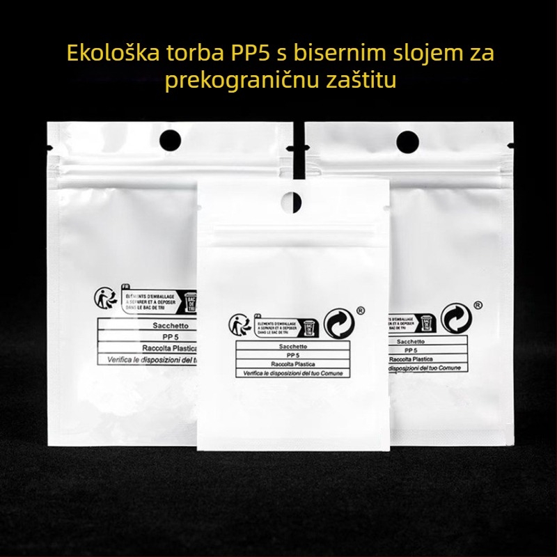 Packaging vrećica od perl CPP filma sa samouzavršavajućim zatvaranjem i Yin-Yang motivom, za nakit, data kabeli i pribor za mobitele (Materijal: perl CPP film; Zatvaranje: automatsko; Motiv: Yin-Yang)
