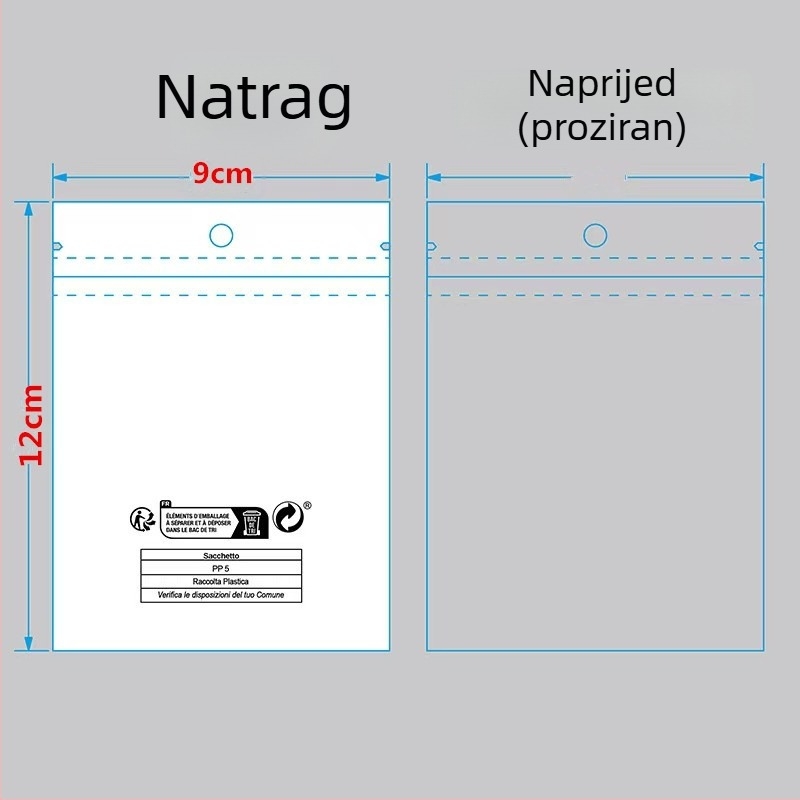 Packaging vrećica od perl CPP filma sa samouzavršavajućim zatvaranjem i Yin-Yang motivom, za nakit, data kabeli i pribor za mobitele (Materijal: perl CPP film; Zatvaranje: automatsko; Motiv: Yin-Yang)