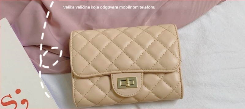 PU crossbody torbica s dijamantnim kvadratnim uzorkom, unutarnja džep za kameru, jednostruki remen
