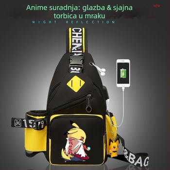 Muška torbica za prsa s motivom anime, vodootporna Oxford tkanina, crossbody torba za putovanja