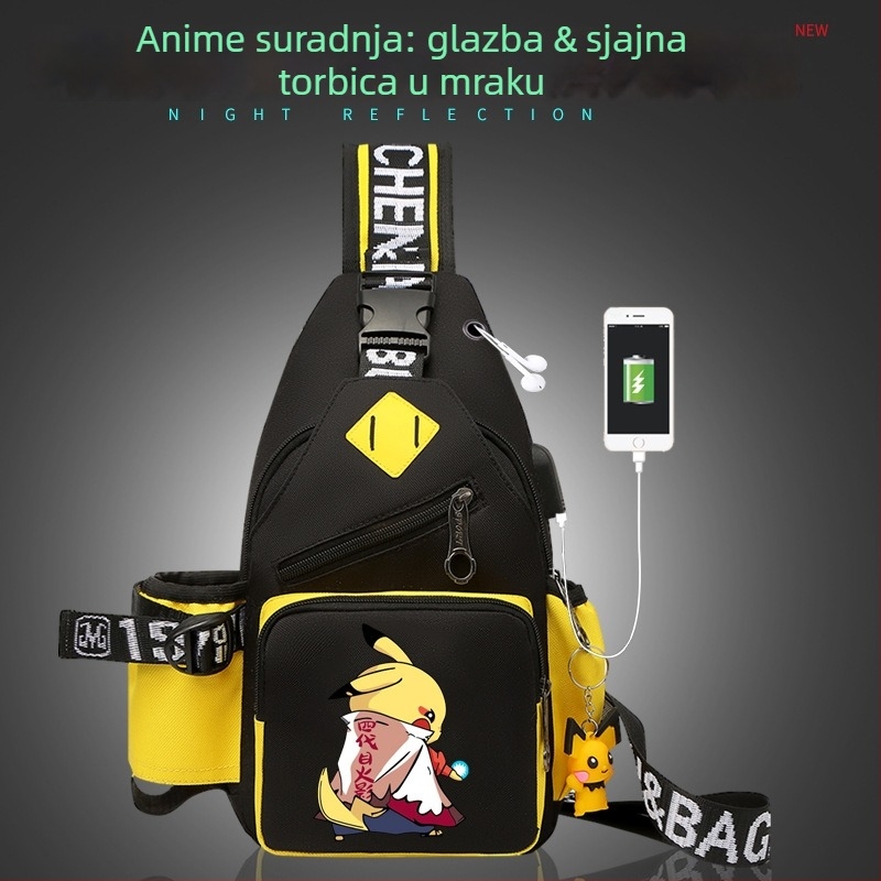 Muška torbica za prsa s motivom anime, vodootporna Oxford tkanina, crossbody torba za putovanja