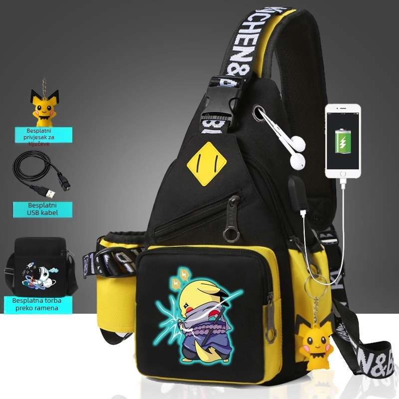 Muška torbica za prsa s motivom anime, vodootporna Oxford tkanina, crossbody torba za putovanja