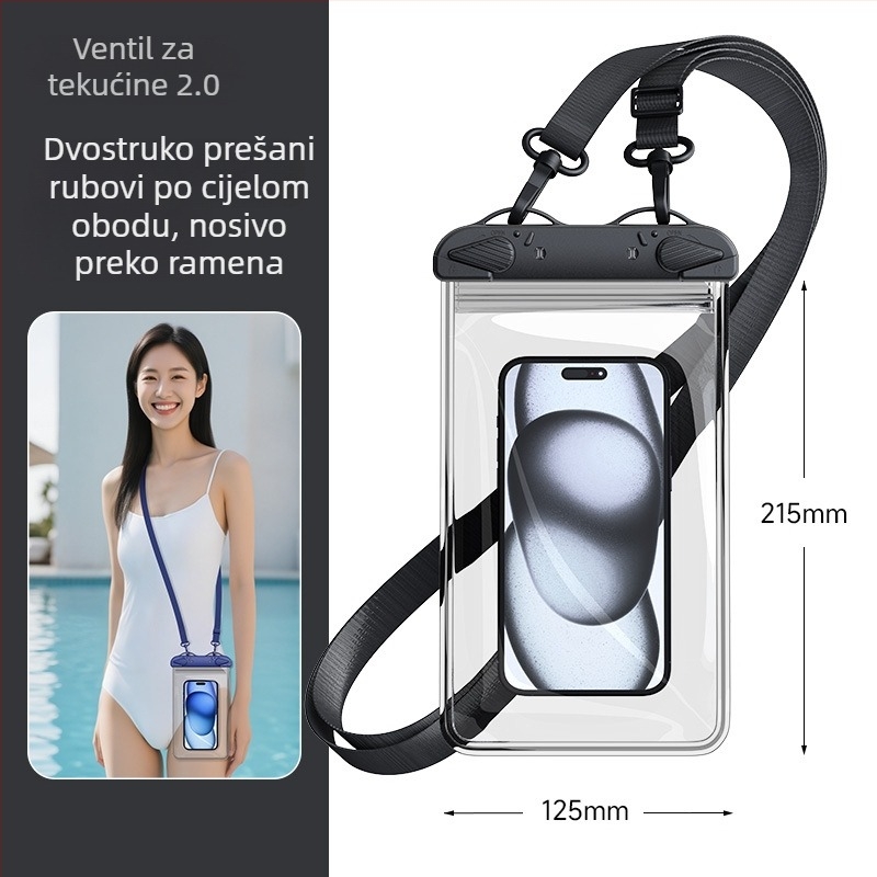 Velika četverostruka dvostruka PVC vodootporna torbica za telefon s osjetljivim zaslonom, crossbody torbica za plivanje