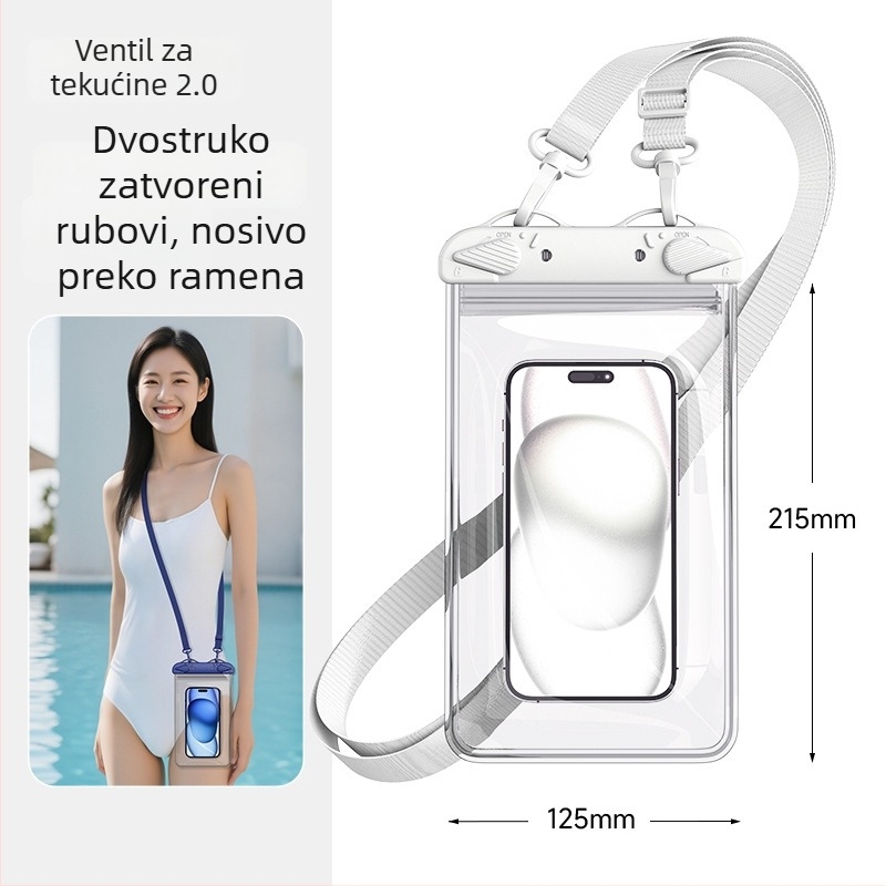 Velika četverostruka dvostruka PVC vodootporna torbica za telefon s osjetljivim zaslonom, crossbody torbica za plivanje