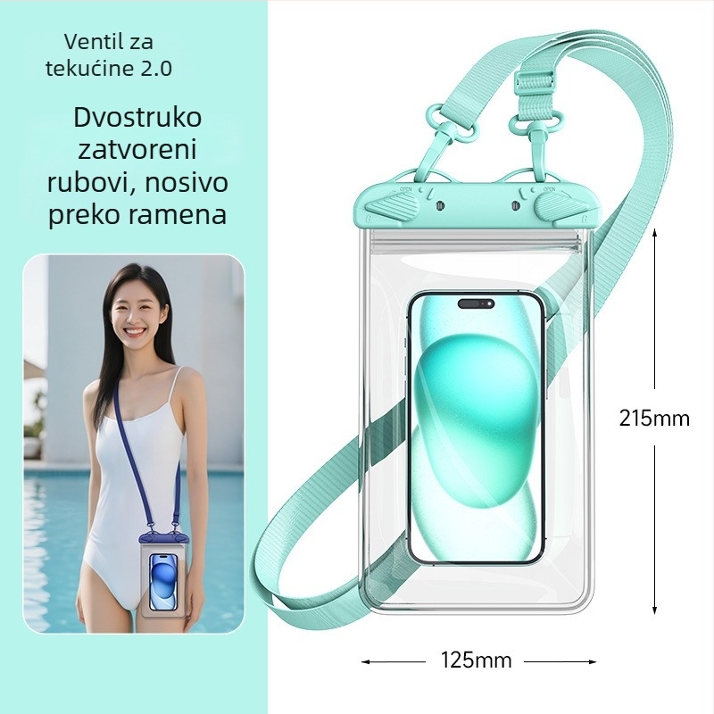 Velika četverostruka dvostruka PVC vodootporna torbica za telefon s osjetljivim zaslonom, crossbody torbica za plivanje