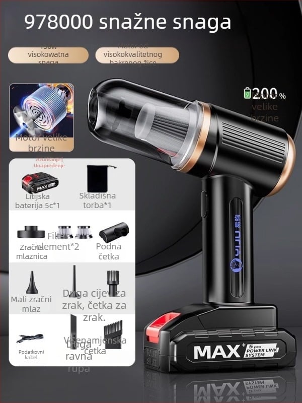 Yi Ju ručni usisavač za automobil – 18.5V, 150W, 6000Pa, punjiv, kabel duljine 40 cm