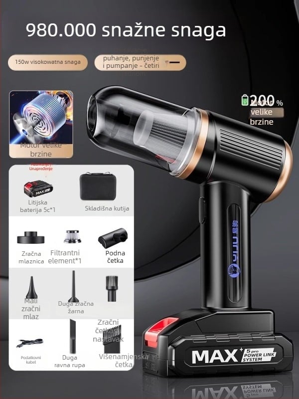 Yi Ju ručni usisavač za automobil – 18.5V, 150W, 6000Pa, punjiv, kabel duljine 40 cm