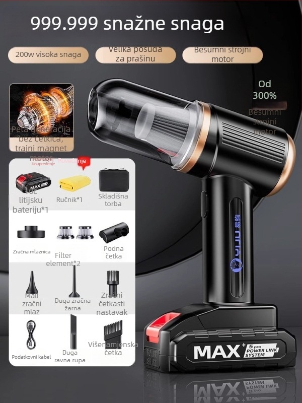 Yi Ju ručni usisavač za automobil – 18.5V, 150W, 6000Pa, punjiv, kabel duljine 40 cm