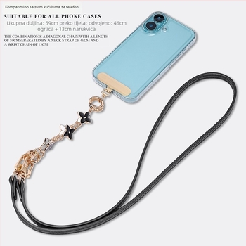 Mobitel šnura od TPU-a, poliesterska užadica, metalna kopča, geometrijski metalni privjesak, prilagodba crteža i logotipa